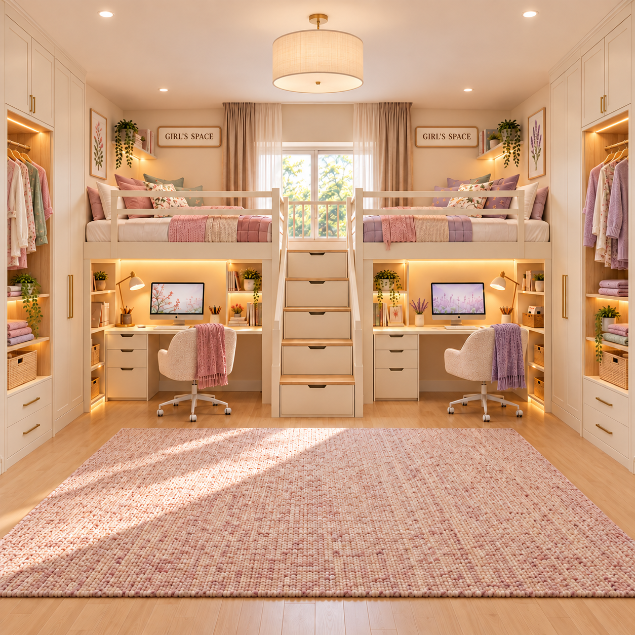 Two Girls' Room space-saving bedroom inspiration