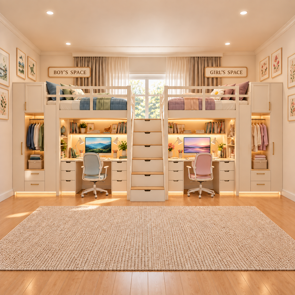 Boy & Girl Room space-saving bedroom inspiration